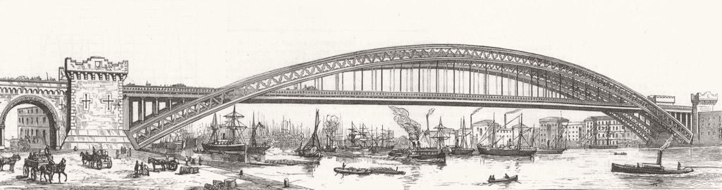 LONDON. Tower Bridge alternative design 1878 old antique vintage print picture